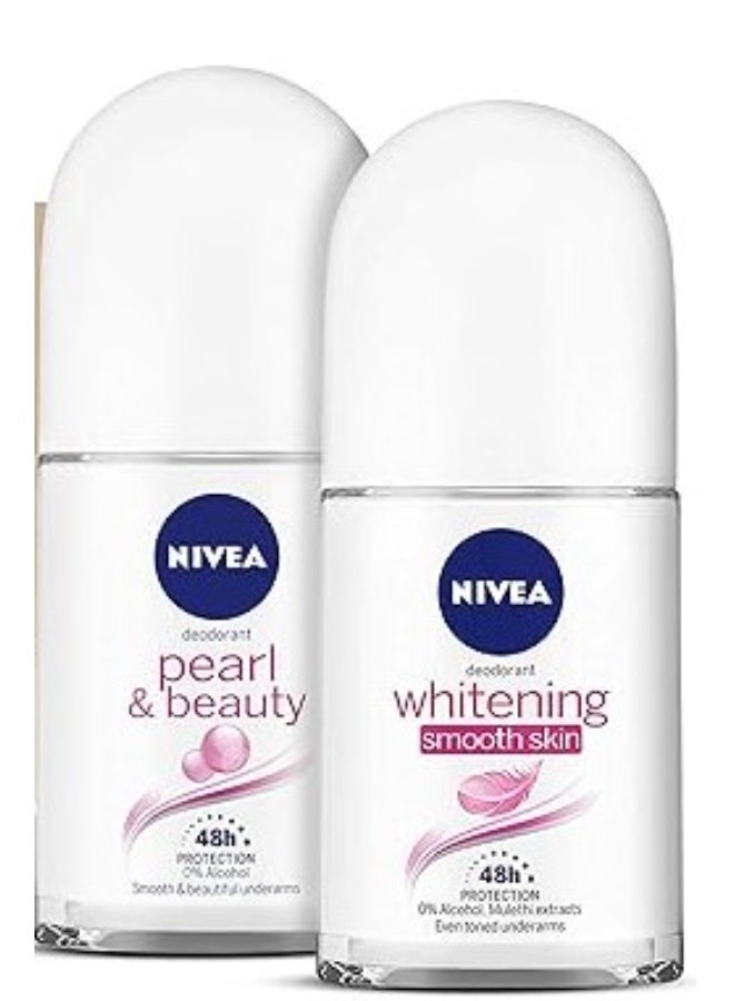 نيفيا مزيل عرق نيفيا رول أون، لتفتيح البشرة وتنعيمها، بنكهة اللؤلؤ والجمال (عبوة من قطعتين) - في علبة نيفيا صديقة للبيئة | للنساء | لبشرة ناعمة تحت الإبطين وحماية تدوم 48 ساعة، 100 مل - Image 4